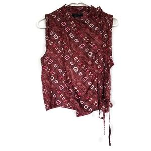 Isabel Marant Cropped Printed Silk Wrap Top